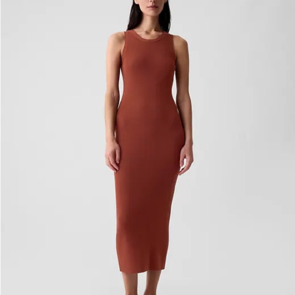 GAP Sleeveless Ribbed Maxi Dress in Smoked Paprika Brown